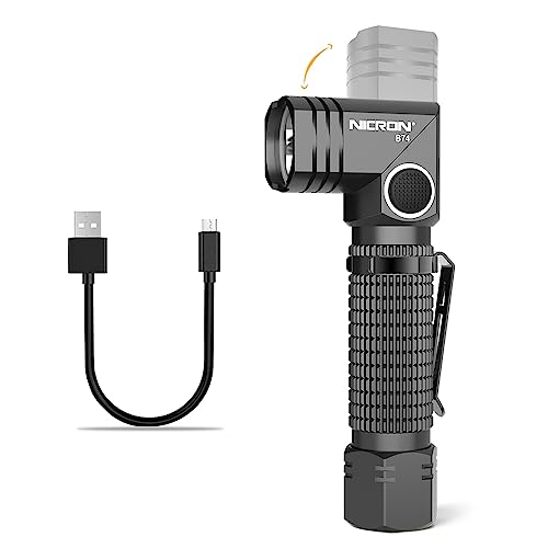 NICRON B74 LED Taschenlampe 90 Grad, Magnetic Kompakte 700 Lumen Winkeltaschenlampe, 5 Lichtmodi Wiederaufladbar IP65 Wasserfest für Wandern Outdoor Notfälle, Memory Funktion von NICRON