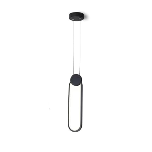 NICRX 12 W schwarze dimmbare LED-Hänge- und Pendelleuchte, dimmbare Hänge- und Pendelleuchte für Wohnzimmer, Esszimmer, Nachttisch (Oval) von NICRX