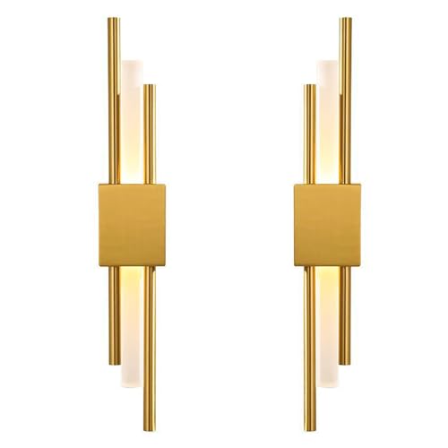 NICRX 2 Stück Moderne LED Wandleuchte Gold,Vertikale Geometrische Metall Wandlampe mit Acrylschirm,Minimalistische Innenbeleuchtung für Schlafzimmer,Wohnzimmer,Flur,8W,48cm,3 Farbtemperatur (2Stk.L&R) NICRX 2 Stück Moderne LED Wandleuchte Gold,Vertikale Geometrische Metall Wandlampe mit Acrylschirm,Minimalistische Innenbeleuchtung für Schlafzimmer,Wohnzimmer,Flur,8W,48cm,3 Farbtemperatur (2Stk.L&R) von NICRX