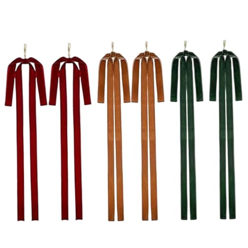 6pcs Weihnachtsbaumbögen 15, 8x23.6in Vintage Velvet Weihnachtsbögen für Weihnachten Swag Treppenkranz Bugbaumtopper, 3 Farben von NIDONE
