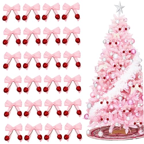 Kirschdekorationen 24PCS Cherry Decor für Weihnachten Babyparty Geburtstag Hochzeit Girlande DIY Handwerk von NIDONE