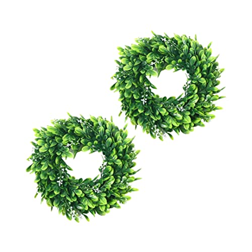 Buchsbaum Kranz Künstlicher Frühling Grüne Blätter Hängender Kranz Fenster Tür Dekoration 25x25cm 2PCS Garten Dekoration von NIDONE