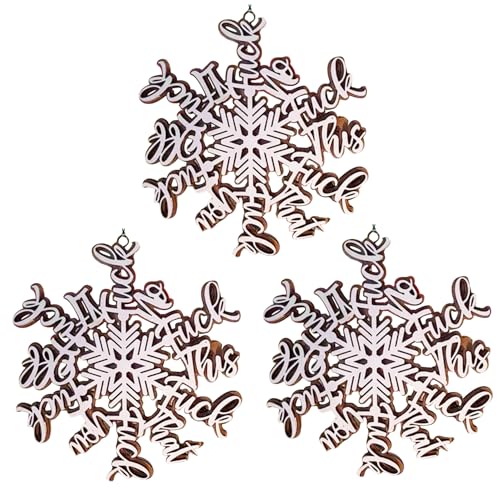 NIDONE Fuck Flake 3pcs hängende dekorative Fickflake Holz lustige Weihnachtsschmuck Weihnachtsdekorationen für Fenster Weihnachtsbaumpflanzenkranz von NIDONE