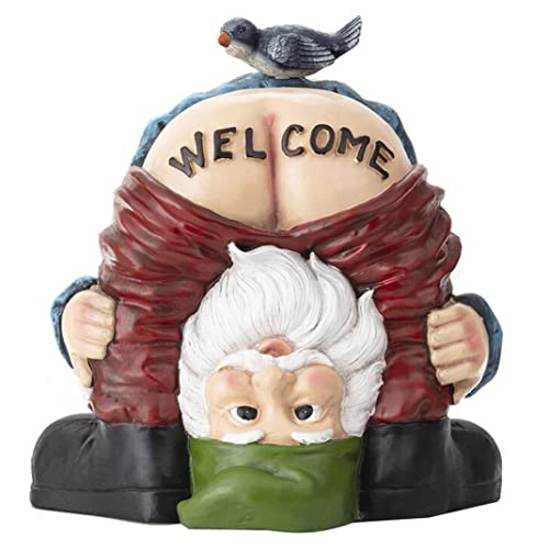 NIDONE Gartenzwerg Statue Lustiger Zwerg Nackter Hintern Willkommensschild Skulptur Harz Miniatur Elf Ornament Dekoration für Garten Hof Rasen Gartenarbeit Zubehör von NIDONE