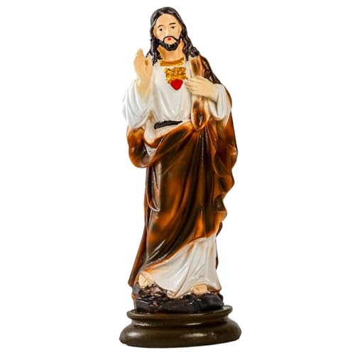NIDONE Jesus Statue Harz Jesus Figuren heiliges Herz religiöse katholische Figuren Rot-Weiß, 8, 3 Zoll von NIDONE