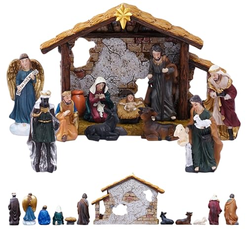 NIDONE Krippe Set Harz lebendig traditionelle detaillierte Weihnachtsgeburtlichkeitssätze kleine mehrfarbige Weihnachtsdekorationen NIDONE Krippe Set Harz lebendig traditionelle detaillierte Weihnachtsgeburtlichkeitssätze kleine mehrfarbige Weihnachtsdekorationen von NIDONE