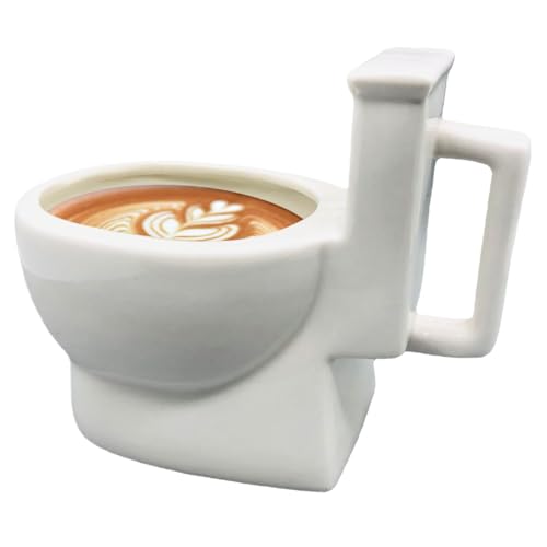 NIDONE Toilettenbecher Keramik 12oz Poop Tasse Neuheit Toilette Kaffee Kaffeetasse Getränk Tasse mit verstecktem Poop in Gag Geschenk für Streich Aprilscherzes Tag weiß, Toilettenbecher Kaffeetasse von NIDONE