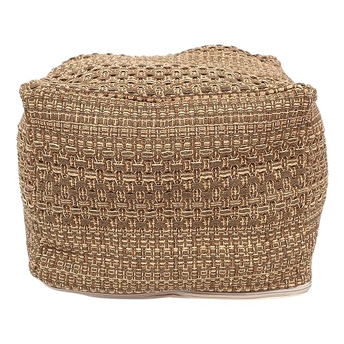 Pouf-Bezug,43,2 x 43,2 x 33 cm,ungepolsterter Pouf-Ottomane-Bezug für Wohnzimmer,quadratischer Boho-Pouf-Bezug, ungepolstert,aus Baumwolle gewebter(Kern nicht im Lieferumfang enthalten) von NIDONE