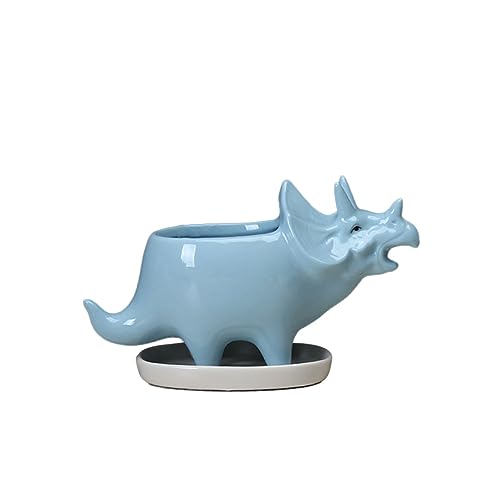 Sukkulente Pflanzentöpfe Dinosaurier -Pflanzerhalter mit Tablett niedliche Keramik -Triceratops tierblaue Blume Kaktus, Sukkulente Pflanzentöpfe Sukkulente Pflanzentöpfe Dinosaurier -Pflanzerhalter mit Tablett niedliche Keramik -Triceratops tierblaue Blume Kaktus, Sukkulente Pflanzentöpfe von NIDONE