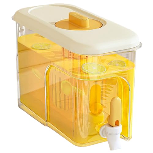 Wasserspender mit TAP 4L Food Getränks Getränkespender versiegelter Getränkspender mit zwei Filtern Neigung unterer Sommersaftspender für Kühlschrankparty, Cremegelb, Getränkespender mit Fass von NIDONE