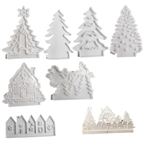 Weihnachts -Silikonformen 7pcs/Set Weihnachtsszene Casting Form Easy Release für DIY Epoxy Home Party Dekoration Weihnachts -Silikonformen 7pcs/Set Weihnachtsszene Casting Form Easy Release für DIY Epoxy Home Party Dekoration von NIDONE