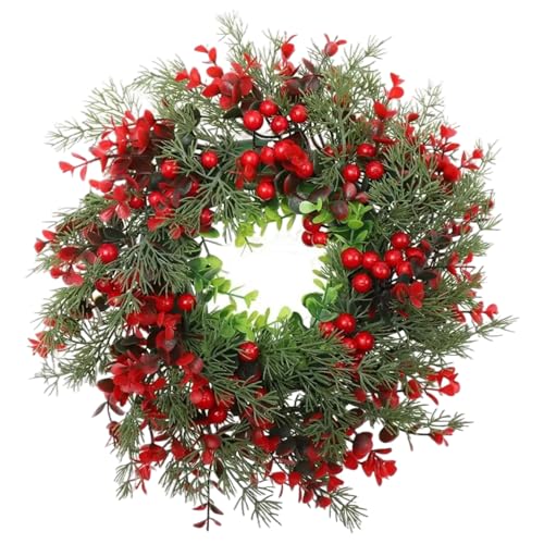 Weihnachtskränze für Vordertür 18 -Zoll -Plastik -Weihnachts Türkränze mit roten Beeren für Winter im Freien im Freien Wandfenster von NIDONE