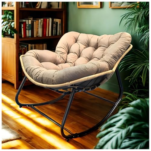 NIDSNID Schaukelstuhl für drinnen & draußen, Eierschaukelstuhl aus Rattan, Maximale Belastung von 150kg Relaxsessel,Rattan,für Garten, Terrasse & & Wohnzimmer (Braun,Standard-115X100) von NIDSNID