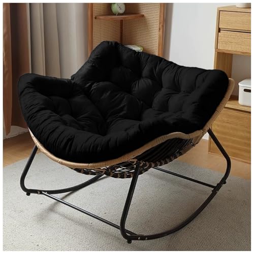 NIDSNID Schaukelstuhl für drinnen & draußen, Eierschaukelstuhl aus Rattan, Maximale Belastung von 150kg Relaxsessel,Rattan,für Garten, Terrasse & & Wohnzimmer (Schwarz,Standard-115X100) von NIDSNID