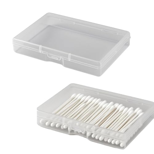 2 Stück Wattestäbchenhalter, tragbarer kleiner Wattestäbchen-Halter, transparenter Kunststoff-Wattestäbchenspender, Mini-Box zur Aufbewahrung von Wattestäbchen, Zahnstochern, Zahnseide, Ohrhörern von NIEBYI