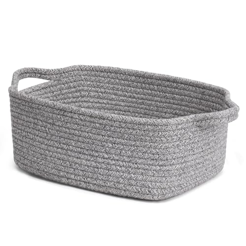 Aufbewahrungskorb zum Verschenken, kleiner gewebter Korb für Handtücher, niedliche Körbe für Baby, Kinderzimmer, dekorative Seilkörbe für Wohnzimmer, Grau, 33 x 24,9 x 12,7 cm Aufbewahrungskorb zum Verschenken, kleiner gewebter Korb für Handtücher, niedliche Körbe für Baby, Kinderzimmer, dekorative Seilkörbe für Wohnzimmer, Grau, 33 x 24,9 x 12,7 cm von NIEBYI