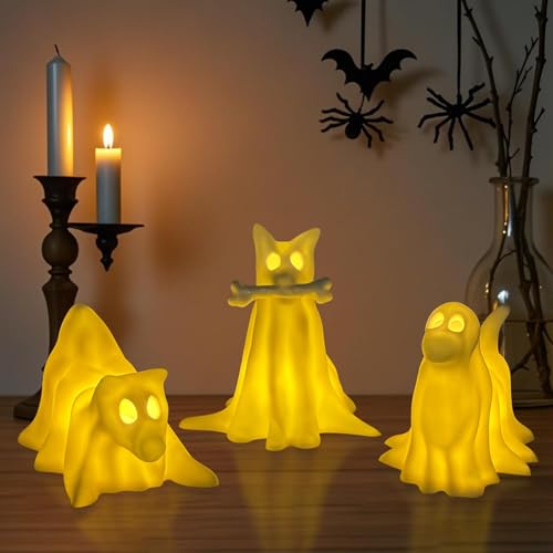 NIEBYI Leuchtende Halloween-Dekorationen, Set mit 3 drapierten Geisterhund-Figuren, gruselige Halloween-Dekorationen für den Innenbereich, Geisterdekoration für Zuhause, Party-Display NIEBYI Leuchtende Halloween-Dekorationen, Set mit 3 drapierten Geisterhund-Figuren, gruselige Halloween-Dekorationen für den Innenbereich, Geisterdekoration für Zuhause, Party-Display von NIEBYI