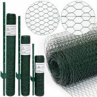 Maschendrahtzaun Set - 15m x 1m Zaun - 12 Pfosten - 25x25 Zaunset Verzinkt Grün von NIEDERBERG METALL