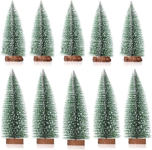 NIEEKRUN 10 Stück Mini Weihnachtsbäume, Künstliche Kiefern mit Holzsockel und Schnee-Effekt, DIY Kleine Tannenbäume Grün für Weihnachtsdeko und Party NIEEKRUN 10 Stück Mini Weihnachtsbäume, Künstliche Kiefern mit Holzsockel und Schnee-Effekt, DIY Kleine Tannenbäume Grün für Weihnachtsdeko und Party von NIEEKRUN