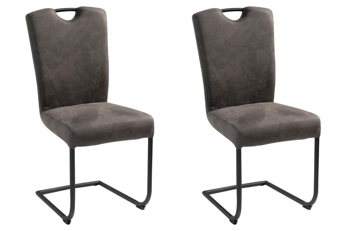 NIEHOFF SITZMÖBEL Freischwinger Schwingstühle OSCAR, Graphitfarben, Mikrofaser, (Set, 2 St), abnehmbarer Bezug, mit Griff von NIEHOFF SITZMÖBEL