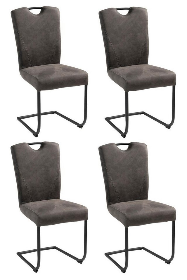 NIEHOFF SITZMÖBEL Freischwinger Schwingstühle OSCAR, Graphitfarben, Mikrofaser, (Set, 4 St), abnehmbarer Bezug, mit Griff von NIEHOFF SITZMÖBEL