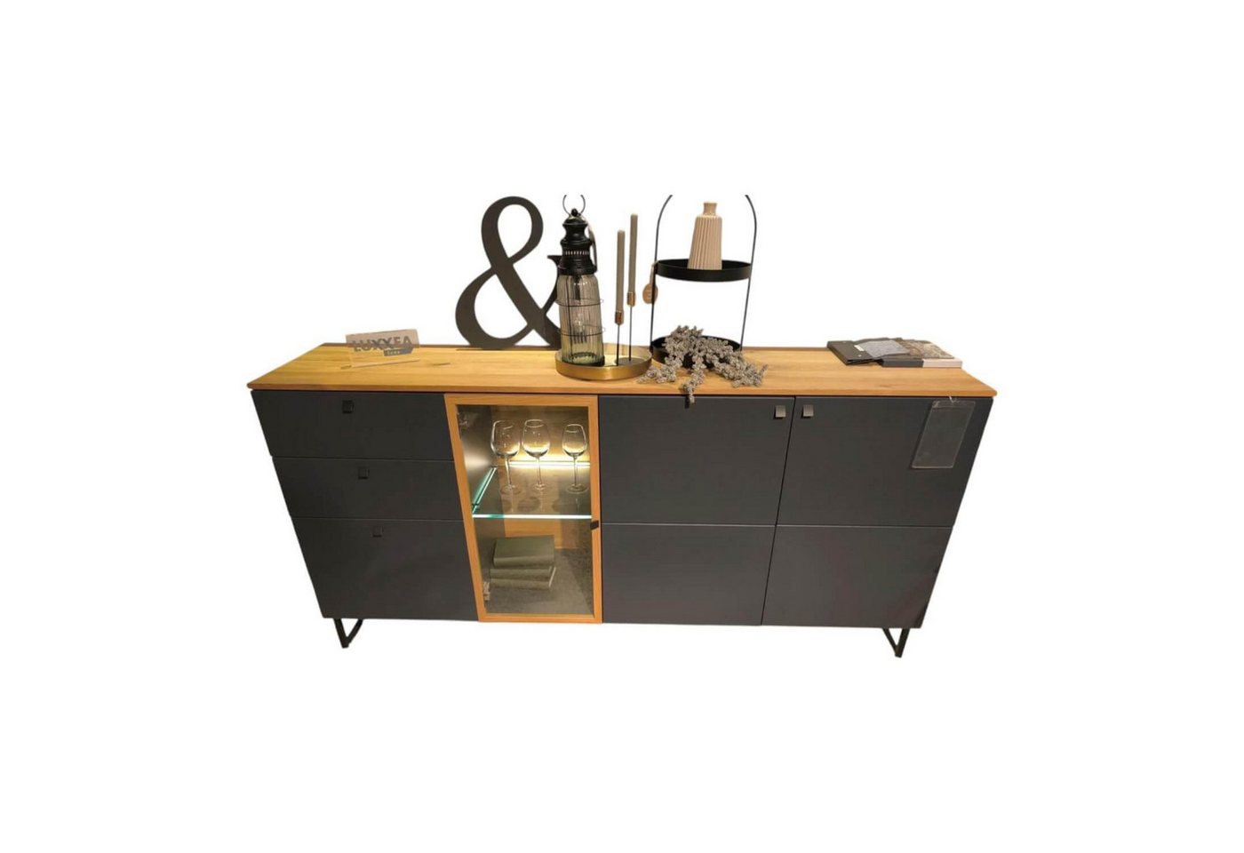 NIEHOFF SITZMÖBEL Sideboard Sideboard Lugano Front Und Korpus 096 Lack Quarzgrau Grau von NIEHOFF SITZMÖBEL