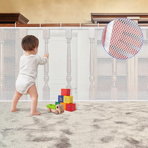 Kinder Sicherheitsnetz, Baby Balkon Geländer Treppenhaus Sicherheitsnetz, Erhöhtes Langlebiger Treppen Schutznetz Treppengeländer Zaun Mesh-Schutznetz für Kinder Haustiere(weiß, L (600 x 90 cm)) von NIERBO