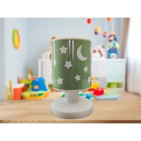 LED Akku Tischleuchte Salbeigrün mit Mond & Sternen per USB aufladbar, Höhe 20cm von NIERMANN