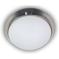 LED-Deckenleuchte rund, Opalglas matt, Dekorring Nickel matt, ø 40cm von NIERMANN