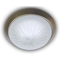 LED-Deckenleuchte rund, Schliffglas satiniert, Dekorring Altmessing, ø 40cm von NIERMANN