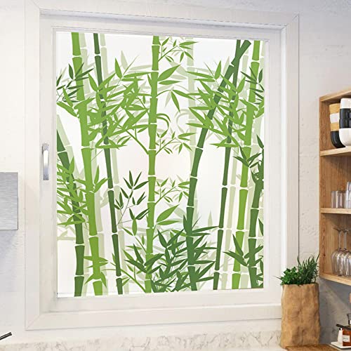 Fensterfolie Blickdicht Sichtschutzfolie Grüne Bambus-Mattglasfolie,90x100cm von NIEWEI-YI