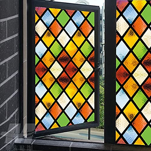Fensterfolie Selbstklebend Dekorfolie Bunte Glasfensterfolie,50x200cm von NIEWEI-YI