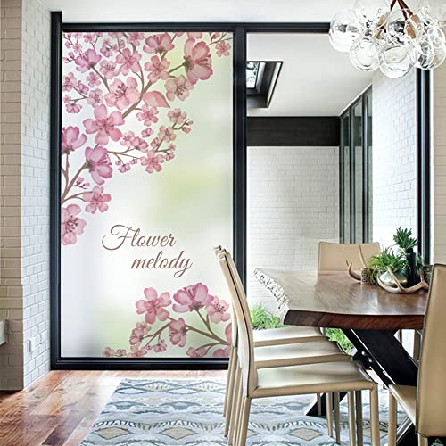 Fensterfolie Sichtschuzfolie Dekorfolie Privatsphäre Matte Folie Mit Rosa Blüten,70x200cm von NIEWEI-YI
