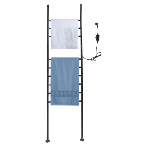 Handtuchheizkörper Elektrisch 150W Badheizkörper Freistehend Badheizkörper Elektrisch 9 Balken Handtuchtrockner Elektrisch 45~70℃ Temperatur-Einstellbereich LED Berührung mit IPX4 (Schwarz) von NIGORIY
