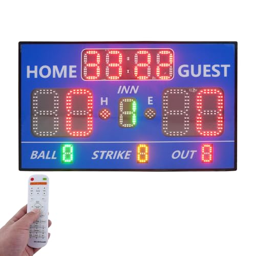 LED Anzeigetafel Elektronische 12-stellige Elektronische Anzeigetafel 0-99 Punkte Digital Scoreboard 5 Helligkeitsstufen 3 Farben 30m Fernbedienung 58x35cm (Blau) von NIGORIY