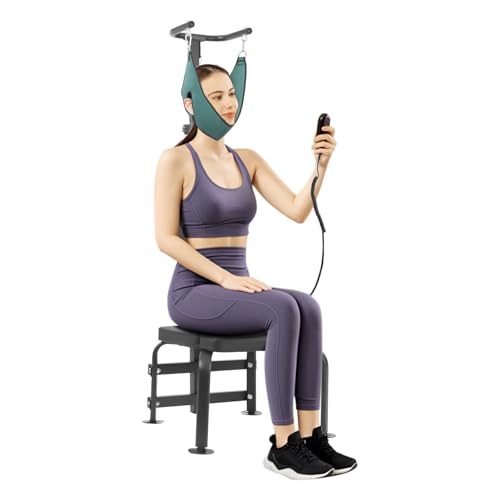 NIGORIY Nackendehner, 55W Elektrische Neck Hammock 20cm Hebeabstand Halswirbelsäule Strecken 6000N Nacken Hängematte Nackenstrecker Neck Stretcher Zervikalen Nacken Traktion Gerät von NIGORIY