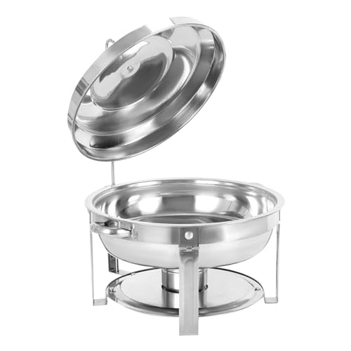 Round Chafing Dish Set, 7.5L Edelstahl Warmhaltebehälter mit hängendem Deckelhalter, Speisenwärmer Pfannen Geeignet für den Täglichen Gebrauch, Familienfeiern, Partys von NIGORIY