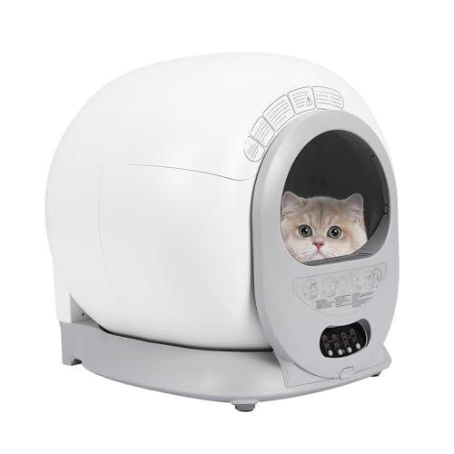 Selbstreinigende Katzentoilette Selbstreinigend 65L Elektrisches Katzenklo Selbstreinigend 4 Sensoren Automatisches Katzenklo Echtzeit-Überwachung Selbstreinigendes Katzenklos mit 1 Rolle Müllsäcke von NIGORIY