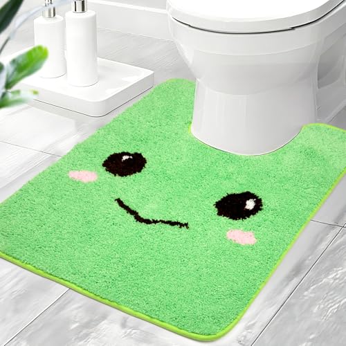 NIGOWAYS WC-Vorleger, niedlicher Froschteppich, U-förmig, waschbar, weich und saugfähig, rutschfest, für Toilettenboden, Grün, 61 x 50,8 cm NIGOWAYS WC-Vorleger, niedlicher Froschteppich, U-förmig, waschbar, weich und saugfähig, rutschfest, für Toilettenboden, Grün, 61 x 50,8 cm von NIGOWAYS