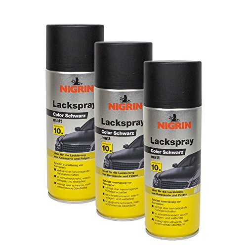 NIGRIN 3x 74112 Lackspray Color Schwarz matt 400 ml von NIGRIN