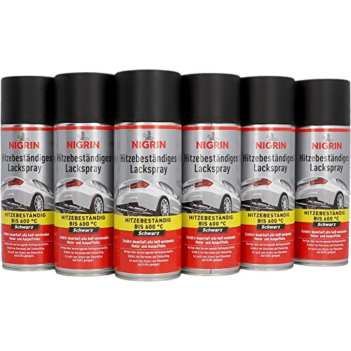 NIGRIN Lackspray, 6 x 400 ml, mattschwarzer Autolack, hitzebeständig, schützt Motor und Auspuff vor Rost, schnell trocknend NIGRIN Lackspray, 6 x 400 ml, mattschwarzer Autolack, hitzebeständig, schützt Motor und Auspuff vor Rost, schnell trocknend von NIGRIN