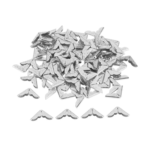 Metall-Bucheckenschutz, 100 stücke Scrapbooking Alben Ecke Protektoren Dekorative Ecken for Ordner Datei(Sliver,100PCS) von NIHUJALE