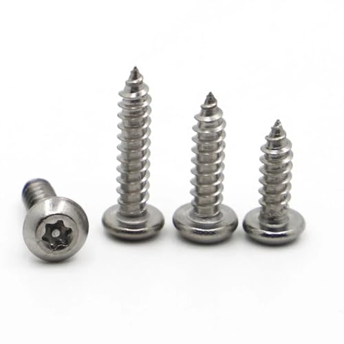 NIHUJALE Selbstschneidende Schrauben, 10/20 Stück Edelstahlstift Sechslappen-Torx-Rundkopf Manipulationssichere Sicherheits-Selbstschneidende Holzschraube M2.9 M3.5 M3.9 M4.2 M4.8(25mm,M2.9 20pcs) von NIHUJALE