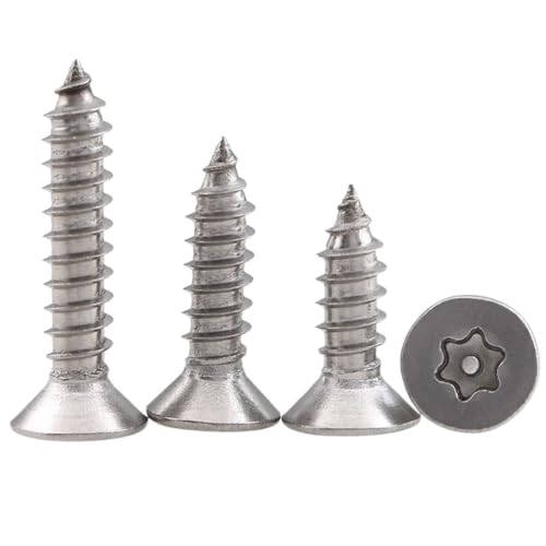 NIHUJALE Selbstschneidende Schrauben, 100 STÜCKE M3.9x9.5/13/16/32mm Senkkopfschrauben aus Edelstahl mit Stiftschraube, Diebstahlsicherung, selbstschneidende Schrauben(M3.9X32 100PCS) von NIHUJALE
