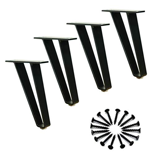 NIHUJALE Tischbeine, 4 Stück FurLegs Metall, Ersatz for Couchtisch, TV-Schrank, stabile Dreiecksform, Gold/Schwarz(150mm) von NIHUJALE