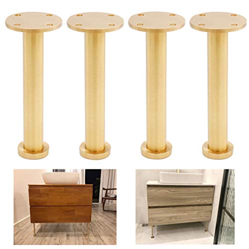 NIHUJALE Tischbeine, 4X Metall Massiv Reines Messing, Gebürstete Polierte Oberfläche, Perfekt for Sofa Couchtisch Antikes Fell(110mm) von NIHUJALE