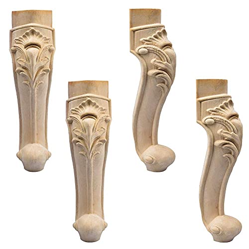 NIHUJALE Tischbeine, 4er-Set FurLegs aus Massivholz, Geschnitzte Tischbeine for Fernsehschrank/Couchtisch, Holzfarbe(40cm/15.7inch) von NIHUJALE