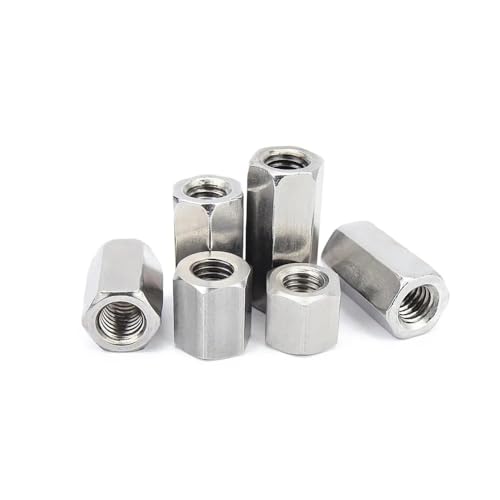 Runde Verbindungsmuttern, 1/5/10pc M3-M12 304 Edelstahl DIN6334 Hexagon Hex Extend Long Rod Kupplung Mutter Stecker(1pc M12x19x20mm) von NIHUJALE