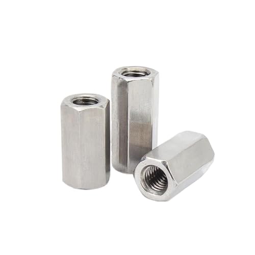 Runde Verbindungsmuttern, 304 Edelstahl DIN6334 Hexagon Hex Extend Lange Stange Kupplung Mutter Stecker Joint Rohr Mutter(5pcs M6x10x15mm) von NIHUJALE