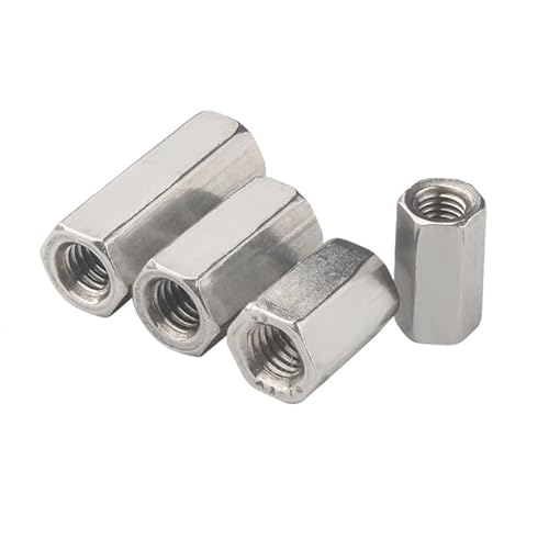 Runde Verbindungsmuttern, M5 M6 M8 M10 304 Edelstahl Stange Kupplung Verlängerung Verbindung Gewinde Bar Stud Lange(M6x10x25mm(5pcs)) von NIHUJALE